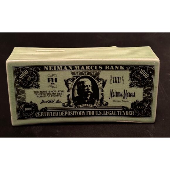 Neiman-Marcus Bank Stack Of Money Ceramic Coin Bank - Picture 7 of 12